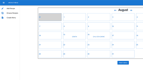 weekly menu project